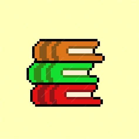 Premium Vector | Stack of books with pixel art style