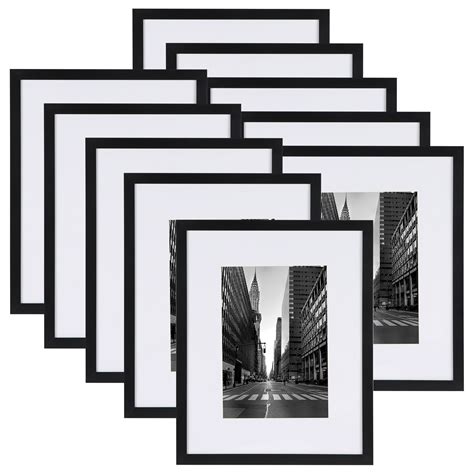 Set of 10 Black 8x10 Picture Frames for Wall and Tabletop Display, 5x7 ...
