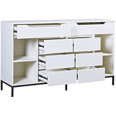 FRITHJILL White Dresser with Flip Top Mirror, 7 - | Ubuy India