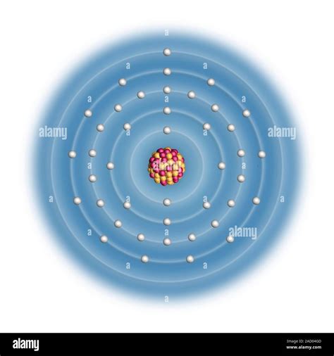 Molybdenum (Mo). Diagram of the nuclear composition and electron ...