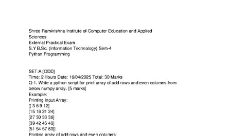 S.Y B.Sc. IT Python Programming Practical Exam - External Tasks - Studocu
