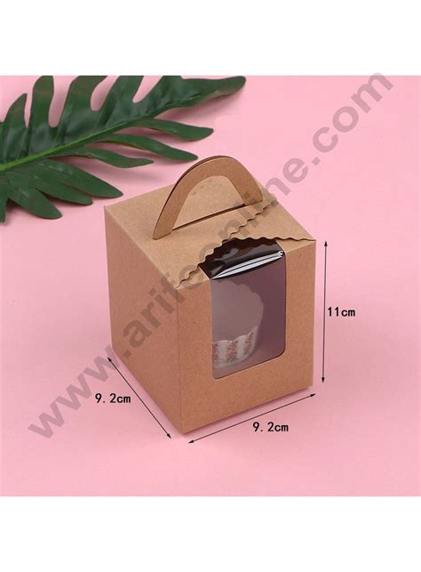 Cake Decor Cupcake Boxes 1 Cavity with Clear Window and Handle, Cupcak ...