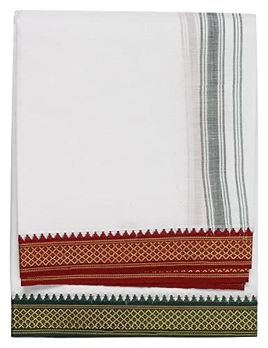 Buy RAGINI V Men's Cotton Thalapathy Dhoti (White, 2 m) Set of 1 at ...