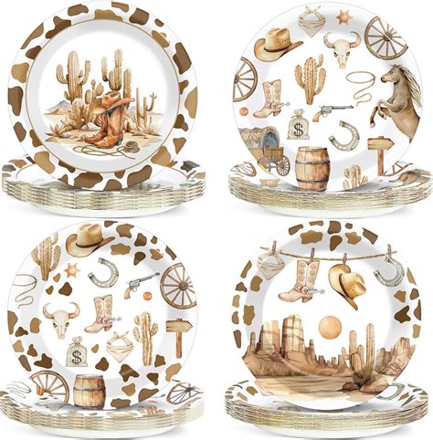 Amazon.com: CHUNNIN 48 Pcs Western Cowboy Paper Plates for Western ...