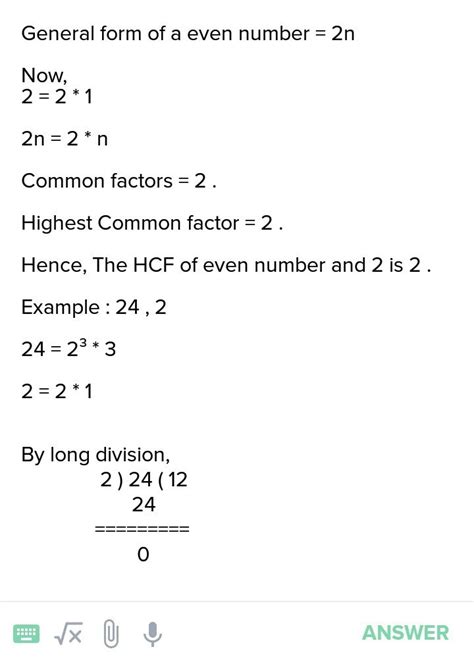 2 and an even number what is HCF - Brainly.in