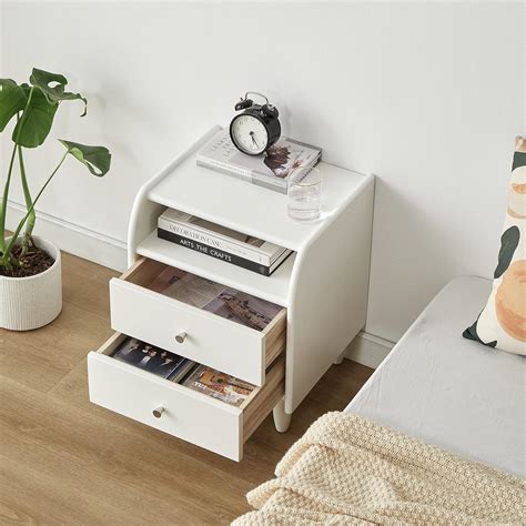 Buy ESPSENT Modern 2-Drawer Nightstand Solid Wood Sofa Side End Table ...