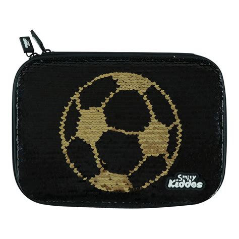 Smily Bling Foot Ball Pencil Case (Black) Reversible EVA Hardtop Pencil ...