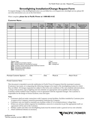 Fillable Online pacificpower Streetlighting Installation/Change Request ...