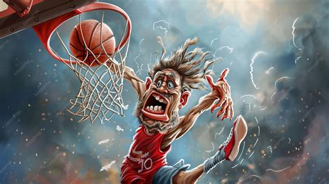 Funny caricature of basketball player putting ball | Premium AI ...