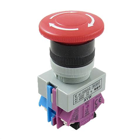 uxcell AC 600V 10A Red Mushroom Emergency Stop Push Button Switch 22mm ...