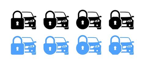 Car door locked set icons flat and silhouette style vector icons ...