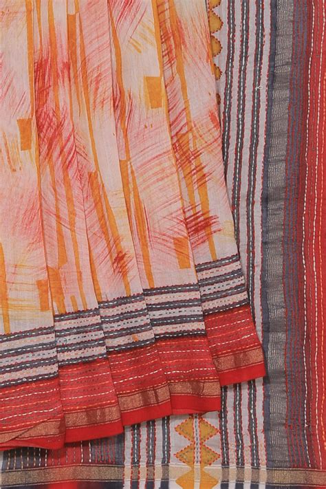 Maheshwari Kantha Stitch Saree – Kalanjali
