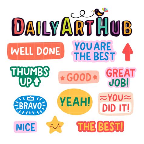 Motivational Words Sticker Clip Art Set – Daily Art Hub // Graphics ...