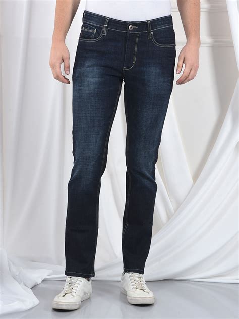 Buy Men's Blue Low Rise Skinny Fit Sustainable Jeans Online | Numero Uno