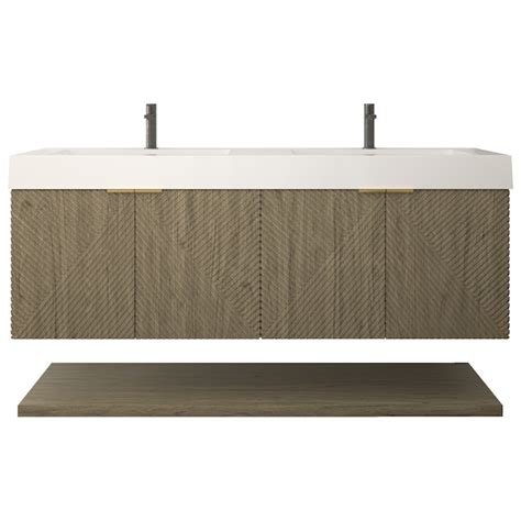 BV Better Vanity Stella 60-in White Oak Double Sink Floating Bathroom ...