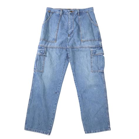 [実寸32.5/29] 90-00's Wrangler Rugged Wear Denim Cargo Pant Blue | mongos