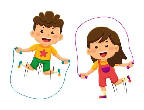 A Clipart Image Of Two Children Joyfully Jumping Rope. - Free Clipart ...