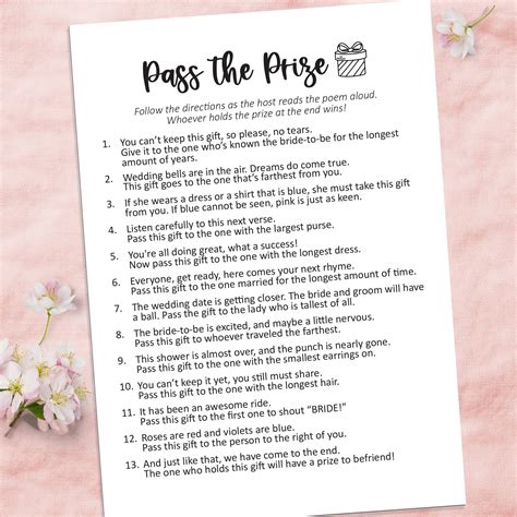 Pass the Gift Game, Pass the Prize Game, Left Right Bridal Shower Game ...