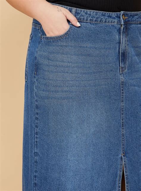 Buy ALAYA F x URB_N Whiskered Denim Midi Skirt Online at just Rs. 1199. ...