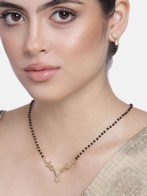 Buy Estele Gold Plated Flower Drop Mangalsutra Necklace Set for Women ...