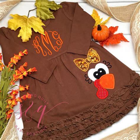 Girls Thanksgiving Dress, Toddler Turkey Dress, Monogrammed ...
