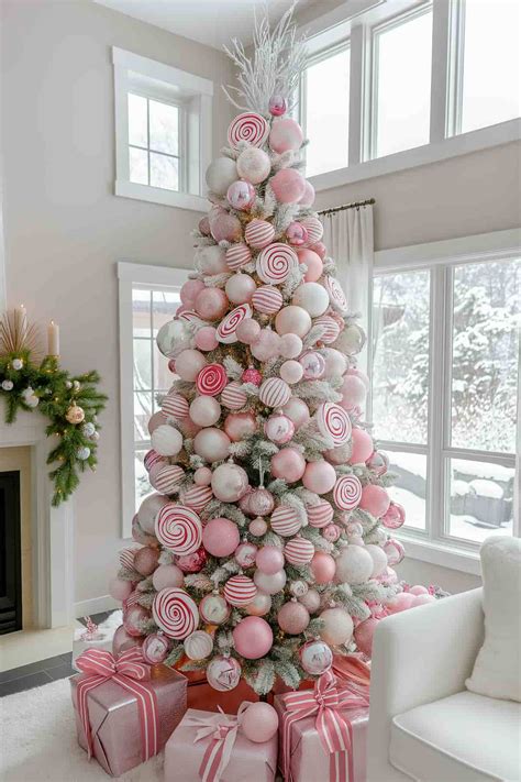 Pink Christmas Tree Christmas Tree With Pink Ornaments Art Print