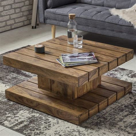 Furniture Flip Sheesham Wood Square Center Coffee Table for Living Room ...