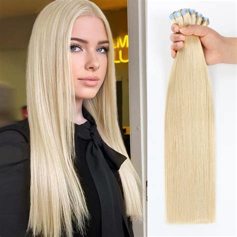 Amazon.com : JESSBO Hair Extensions Real Human Hair Bleach Blonde 100% ...