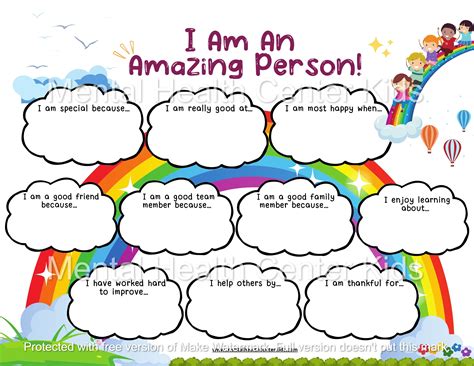 Self-Esteem Worksheet for Kids and Teens | Self esteem worksheets, Self ...