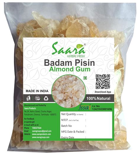 Saara HERBAL FRESH Badam Pisin,100g, Almond Gum, Badam Gonth, Badam ...