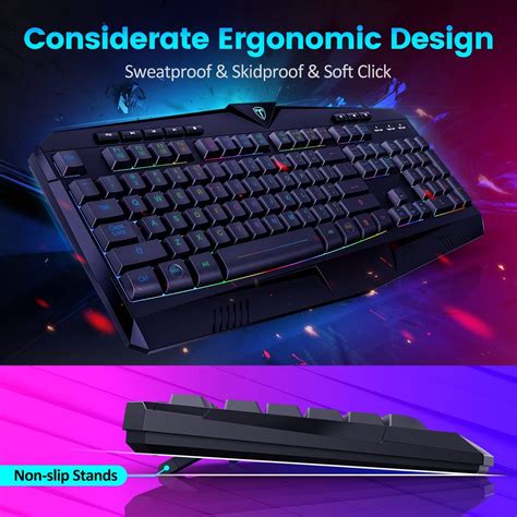 Buy Gaming Keyboard, Dacoity Full Size Rainbow LED Backlit Quiet ...