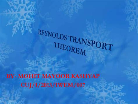 Reynolds transport theorem | PPTX