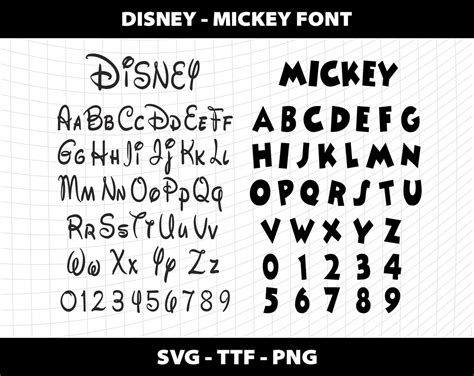 Mickey Mouse Font Svg Ttf Png Alphabet Font Letters Silhouette - Etsy