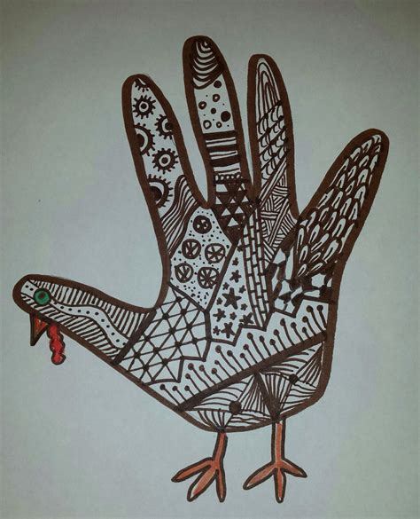 I showed the Kindergartners how to do hand turkeys. Then I took it a ...