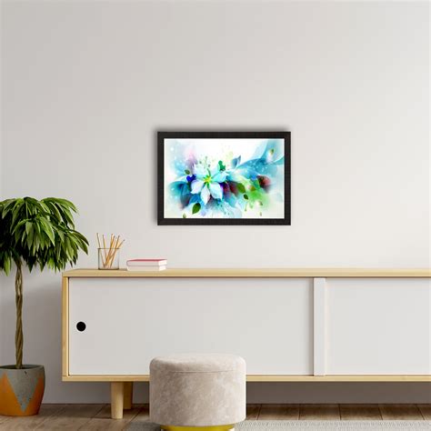 Blue Floral Satin Matt Texture UV Art Painting - eCraftIndia Online
