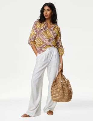 Pure Cotton Printed V-Neck Blouse