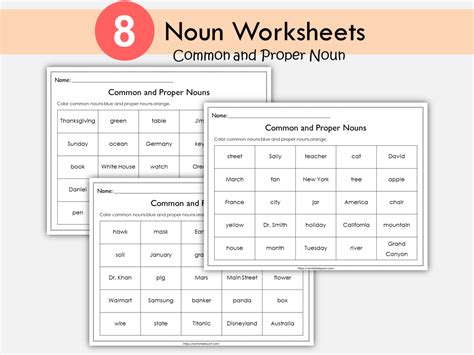 Noun Sorting, Noun Activities, Common and Proper Nouns, Kindergarten W ...