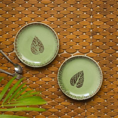 Buy ExclusiveLane 'Banyan-Leaves' Handpainted Studio Pottery Snacks ...