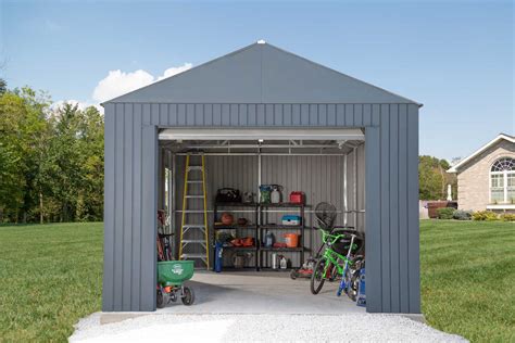 Sojag 12X20 Everest Metal Garage with Roll Up Door (Charcoal) [GRC1220]