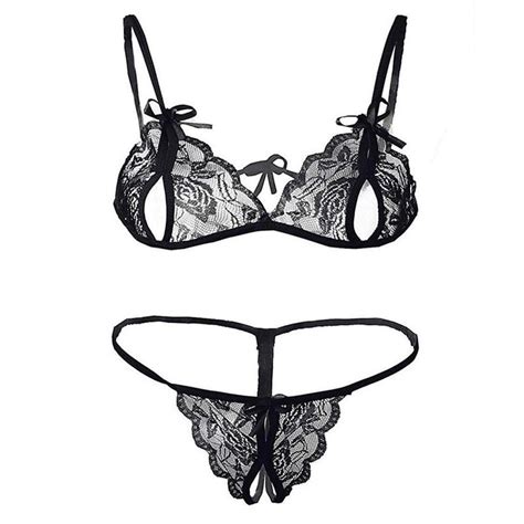 Buy Embrave Women's Net Lace Lingerie Set for Honeymoon Bra Panty ...