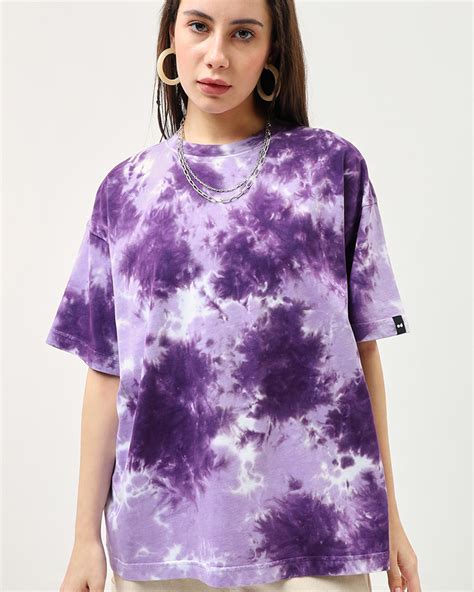 Buy Women's Purple Tie & Dye Oversized T-shirt Online at Bewakoof