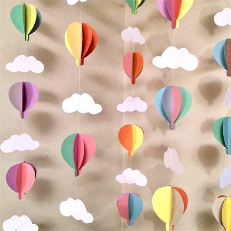 Pop The Party 3D Paper Hanging Parachute And Cloud For Wall Decoration ...