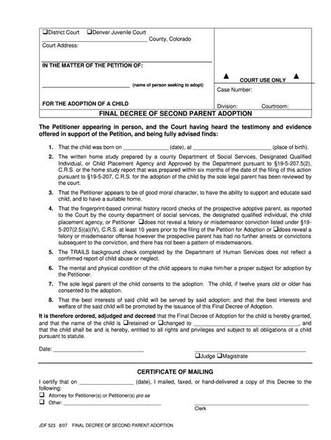 CO JDF 523 Form - Fill Online, Printable, Fillable, Blank - pdfFiller