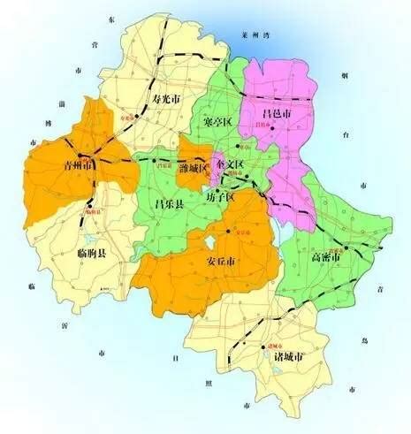 潍坊区域划分图,潍坊市区区域划分图,潍坊五区划分图_大山谷图库