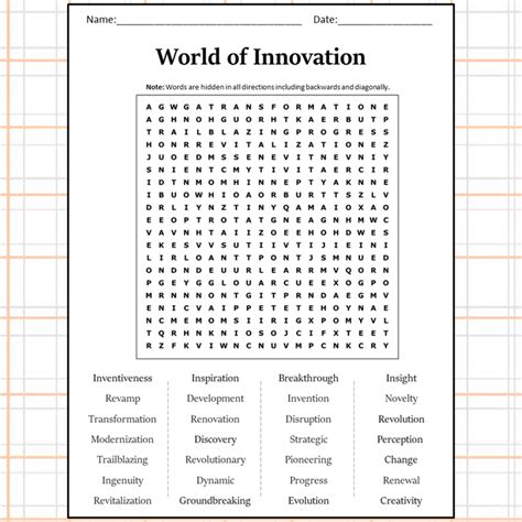 World Of Innovation Word Search Puzzle Worksheet Activity PDF ...