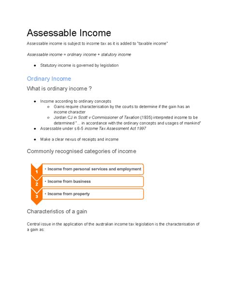 Week 2 - The Income Concept & Tax Collection Mechanism - Assessable Income Assessable income is ...