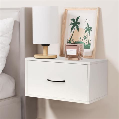 Amazon.com: Filano Floating Nightstand Shelf with Drawer, Bedside Shelf ...