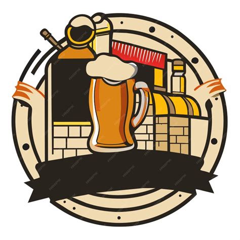 Street pub bière rond logo vectoriel illustration dessin animé ...