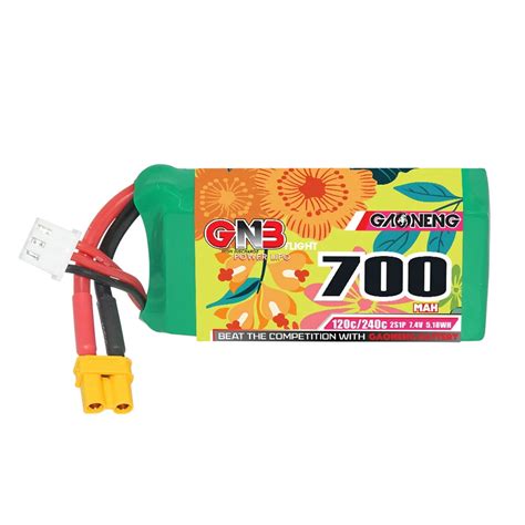 Gaoneng gnb 7.4v 700mah 120c 2s lipo battery xt30 plug for micro mini ...