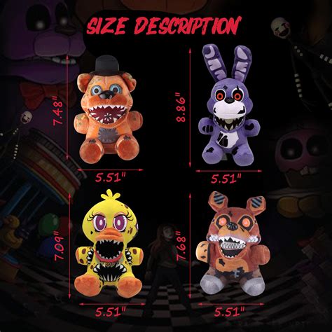 4 Pcs Five Nights at Freddy's Plushies, FNAF Plush Figure Toys, 7.1 ...